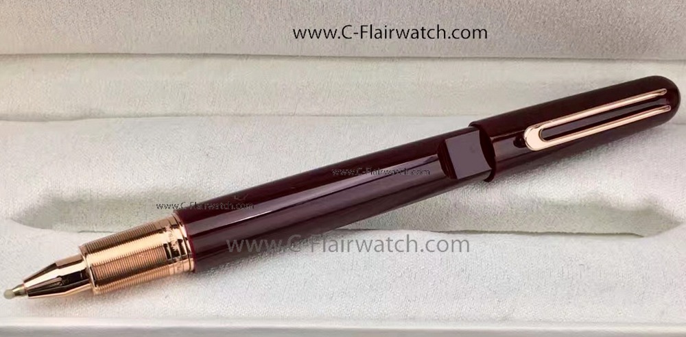 Copy Montblanc M Rollerball Pen:Red Barrel Rose Gold Clip